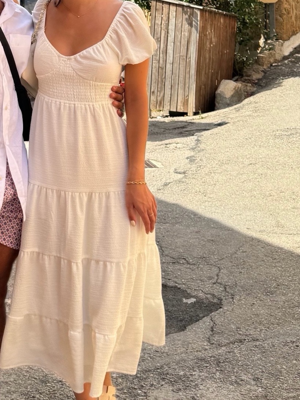 Ardene Cream Tiered Maxi Dress with Puff Sleeves